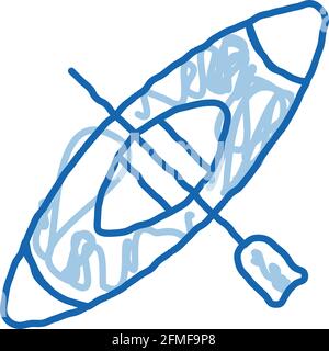 Kayak Canoing Doodle icône dessin à la main illustration Illustration de Vecteur