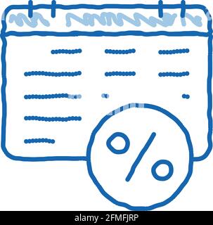 Illustration de l'icône de l'horaire du calendrier des salaires dessinée à la main Illustration de Vecteur