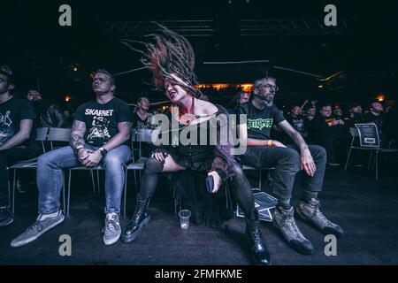 Copenhague, Danemark. 07e mai 2021. Les fans de Heavy Metal assistent à un concert à Amager Bio dans le cadre du festival de musique de métal Nordic Noise 2021 à Copenhague. (Crédit photo: Gonzales photo - Nikolaj Bransholm). Banque D'Images