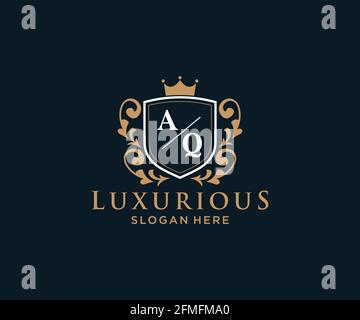 Modèle de logo AQ Letter Royal Luxury dans un dessin vectoriel pour restaurant, Royalty, Boutique, café, Hôtel, Heraldic, bijoux, mode et autres illustrations vectorielles Illustration de Vecteur