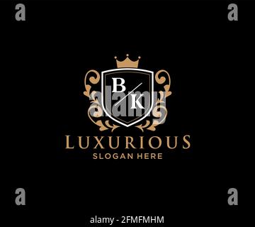 Modèle de logo BK Letter Royal Luxury dans les illustrations vectorielles pour les restaurants, les Royalty, les boutiques, les cafés, les hôtels, Heraldic, bijoux, mode et autres illustrations vectorielles Illustration de Vecteur