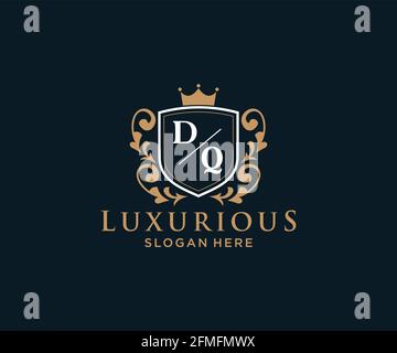 Modèle de logo DQ Letter Royal Luxury dans les illustrations vectorielles pour les restaurants, les Royalty, les boutiques, les cafés, les hôtels, Heraldic, bijoux, mode et autres illustrations vectorielles Illustration de Vecteur