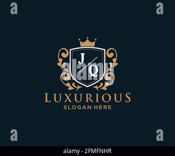 Modèle de logo JQ Letter Royal Luxury dans un dessin vectoriel pour les restaurants, les Royalty, les boutiques, les cafés, les hôtels, Heraldic, bijoux, mode et autres illustrations vectorielles Illustration de Vecteur