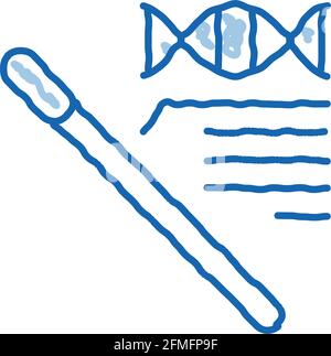 Coton Swab ADN molécule Doodle icône dessin à la main Illustration de Vecteur