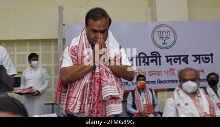 Guwahati, Assam, Inde. 9 mai 2021. Récemment élu Ministre en chef d'Assam, Himanta Biswa Sarma après avoir été élu comme chef du parti législatif du BJP dans l'État, à Guwahati Assam Inde le 9 mai 2021 crédit: Dasarath Deka/ZUMA Wire/Alay Live News Banque D'Images