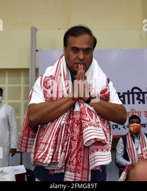 Guwahati, Assam, Inde. 9 mai 2021. Récemment élu Ministre en chef d'Assam, Himanta Biswa Sarma après avoir été élu comme chef du parti législatif du BJP dans l'État, à Guwahati Assam Inde le 9 mai 2021 crédit: Dasarath Deka/ZUMA Wire/Alay Live News Banque D'Images