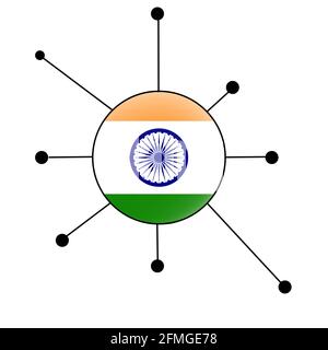 illustration de la variante indienne ou de la mutation du virus corona. Banque D'Images