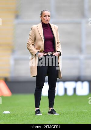 Leigh, Royaume-Uni. 09e mai 2021. Casey Stoney (directeur de Manchester United) après le match de la Super League Womens entre Manchester United et Everton au Leigh Sports Village de Leigh, en Angleterre. Crédit: SPP Sport presse photo. /Alamy Live News Banque D'Images