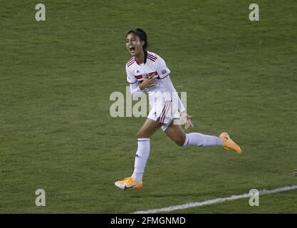 Barueri, Brésil. jaqueline 2021 célèbre son but lors du match de football de la Ligue brésilienne des femmes (Campeonato Brasileiro Femenino) entre Sao Paulo et Internacional à l'Arena Barueri à Sao Paulo, au Brésil. Crédit: SPP Sport presse photo. /Alamy Live News Banque D'Images