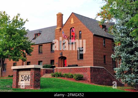 La fraternité Signa Phi Epsilon sur le campus de l'université d'État de l'Iowa à Ames, Iowa. Banque D'Images