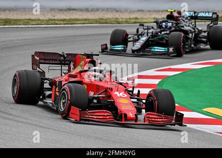 Barcelone, Espagne. 9 mai 2021. 16 LECLERC Charles (mco), Scuderia Ferrari SF21, action pendant la Formule 1 Aramco Gran Premio de Espana 2021 du 07 au 10 mai 2021 sur le circuit de Barcelone-Catalunya, à Montmelo, près de Barcelone, Espagne - photo DPPI Banque D'Images