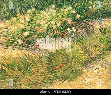 Œuvre d'art Vincent van Gogh intitulée Grass and Butterflies. Banque D'Images