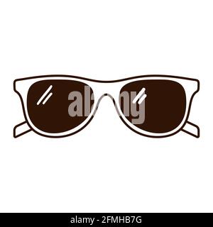 Accessoire d'été. Soulignez le symbole de vacances tendance pour le logo, le web design, les autocollants et les imprimés. Lunettes noir et blanc Vector Flat Icon, ligne fine Illustration de Vecteur