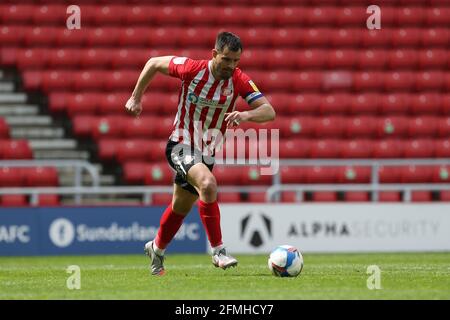 SUNDERLAND, ROYAUME-UNI. 9 MAI Bailey Wright de Sunderland lors du match de la Ligue 1 de Sky Bet entre Sunderland et Northampton Town au Stade de Light, Sunderland, le dimanche 9 mai 2021. (Credit: Mark Fletcher | MI News) Credit: MI News & Sport /Alay Live News Banque D'Images