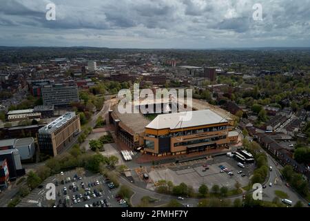 Vues aériennes du stade Molineux, Wolverhampton, Royaume-Uni Banque D'Images