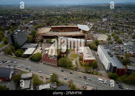 Vues aériennes du stade Molineux, Wolverhampton, Royaume-Uni Banque D'Images