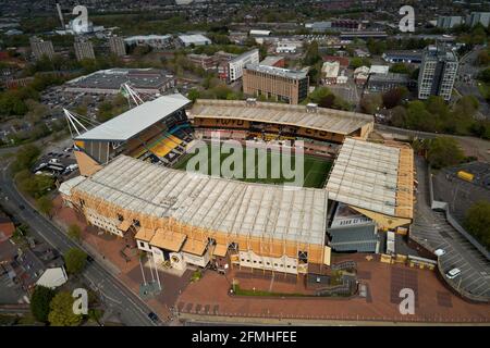 Vues aériennes du stade Molineux, Wolverhampton, Royaume-Uni Banque D'Images