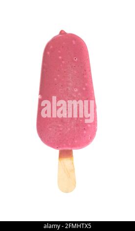 pop-sicle externe au chocolat de couleur rouge sur fond blanc Banque D'Images