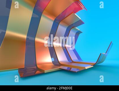 Composition abstraite. Studio minimal. Décor futuriste bleu. Rendu 3D Banque D'Images