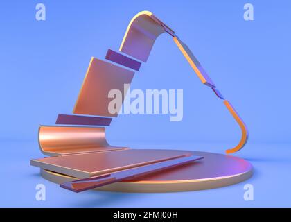 Composition abstraite avec podium. Studio minimal. Décor futuriste bleu. Rendu 3D Banque D'Images