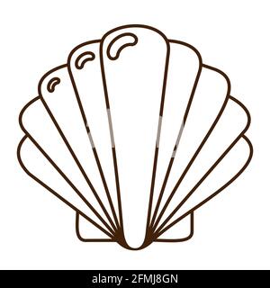 Symbole coquillage pour logo, web design, autocollants, imprimés. Icône plate Oyster, ligne fine Illustration de Vecteur