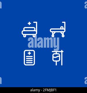 Modèle de conception d'illustration avec contour pour lit médical avec icône de recette Style Illustration de Vecteur