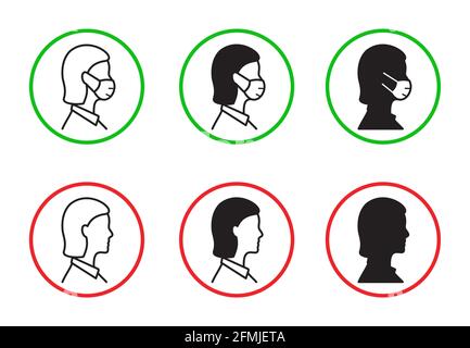 Sans masque facial, aucune icône d'entrée. Illustration vectorielle isolée sur blanc. Illustration de Vecteur