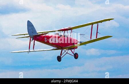 Avion de havilland Tiger Moth en vol. Banque D'Images