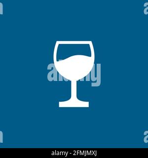 Icône des verres à vin sur fond bleu. Illustration du vecteur de style plat bleu. Illustration de Vecteur