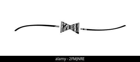 Noeud papillon en forme de main avec jolie ligne d'esquisse, forme de diviseur. Fête des pères caniche isolée sur fond blanc pour le meilleur jour de papa ou d'amitié. Ven Illustration de Vecteur
