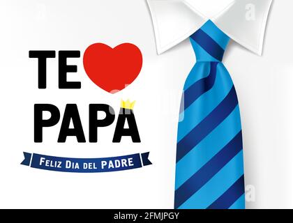 Te amo Papa, Feliz dia del padre typographie espagnole, traduire - Je t'aime papa, heureux fête des pères. Illustration vectorielle du jour du père avec texte, cœur et Illustration de Vecteur