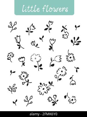 Motif de fleurs, fond floral dessiné à la main Illustration de Vecteur