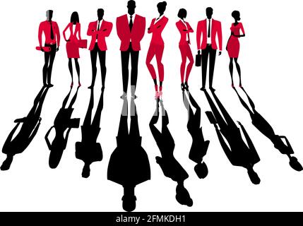 Illustration vectorielle de l'homme d'affaires et des femmes d'affaires sur le thème du succès et de la carrière. Illustration de Vecteur