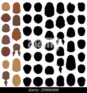 cheveux de femme et d'homme, silhouette de coiffure vectorielle Illustration de Vecteur