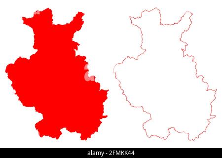 Région de Detmold (République fédérale d'Allemagne, État de Rhénanie-du-Nord-Westphalie, NRW, Landschaftsverband Westfalen-Lippe) illustration vectorielle, scribb Illustration de Vecteur