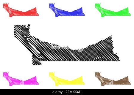 Comté de Multnomah, État de l'Oregon (comté des États-Unis, États-Unis d'Amérique, États-Unis, États-Unis, États-Unis) carte illustration vectorielle, scribble esquisse carte de Multnomah Illustration de Vecteur