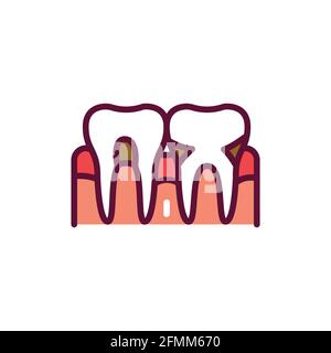 Icône de la ligne de couleur des maladies parodontales. Elément vectoriel isolé. Pictogramme de contour pour la page Web, l'application mobile, la promotion Illustration de Vecteur