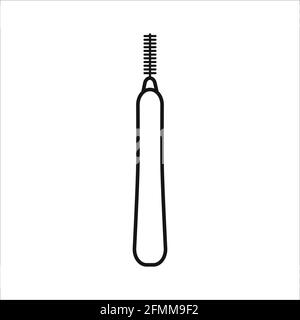 Signe de contour du vecteur de forme interdentaire. Produit dentaire de nettoyage de tuyau icône unique isolée sur fond blanc. Hygiène bucco-dentaire personnelle dans la salle de bains. Illustration de Vecteur