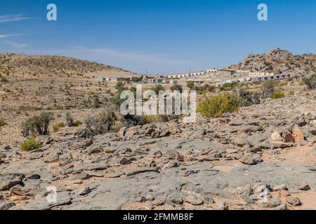 Camp de montagne près du canyon Wadi Ghul dans les montagnes Hajar, Oman Banque D'Images