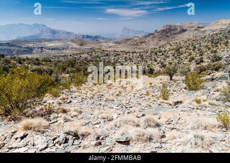 Paysage des montagnes de Hajar, Oman Banque D'Images