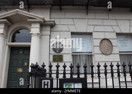 Oscar Wilde maison à Dublin - plaque bleue Banque D'Images