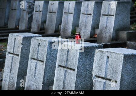 Cimetière de guerre polonais de la guerre de 1919-1921 entre la Pologne et l'Union soviétique et de la guerre de 1919-1920 entre la Pologne et la Lituanie au cimetière de Rasos, à Vilnius, en Lituanie. 19 septembre 2009 © Banque D'Images