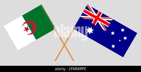 Drapeaux croisés de l'Algérie et de l'Australie. Couleurs officielles. Proportion correcte. Illustration vectorielle Illustration de Vecteur