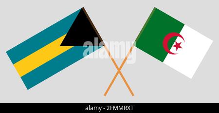 Drapeaux croisés de l'Algérie et des Bahamas. Couleurs officielles. Proportion correcte. Illustration vectorielle Illustration de Vecteur