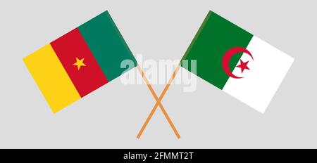 Drapeaux croisés de l'Algérie et du Cameroun. Couleurs officielles. Proportion correcte. Illustration vectorielle Illustration de Vecteur