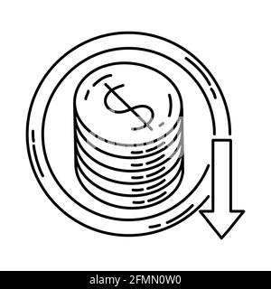 Scénario de jeu d'icônes dessinées à la main pour le financement de l'activité de coût. Illustration de Vecteur