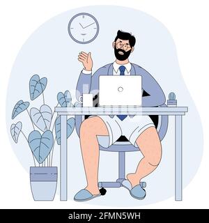 Vidéo conférence homme d'affaires de chez vous Illustration de Vecteur