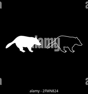 Badger animal sauvage Meles Taxus prédatrice mammifère famille kunihih Carnivore silhouette blanc couleur vecteur illustration style de contour plein image simple Illustration de Vecteur