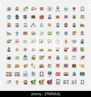 100 ensemble d'icônes multicouleurs Modern Business Vector Illustration de Vecteur