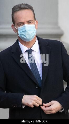 Oliver Paasch, ministre de la Communauté allemande, a photographié son arrivée pour un Réunion du comité consultatif avec les ministres du gouvernement fédéral gouvernement Banque D'Images